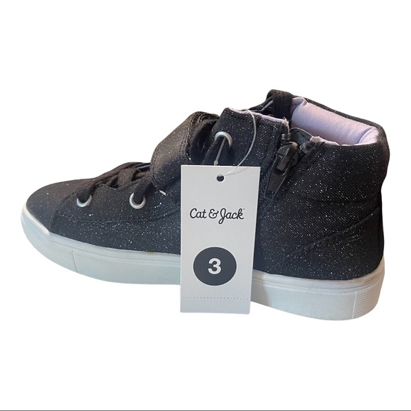 Cat & Jack Sneakers Regan High Top Glitter Sparkles Girl's Platform Velcro Zip - Picture 5 of 9